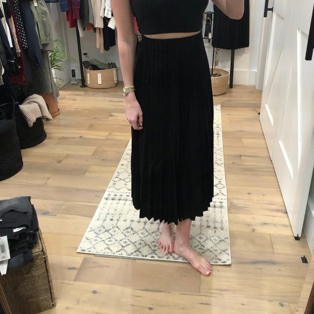 Bec & Bridge Black Pleated Midi Skirt